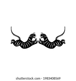 Double Tiger Naive Illustration. Vector Illustration
