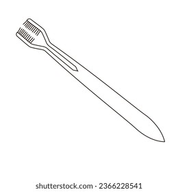 Pincel de dientes doble para ilustración de vector blanco y negro para mascotas