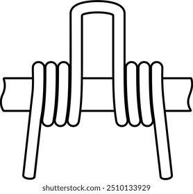 Mola dupla da bobina de torção. Ilustração de contorno de vetor.