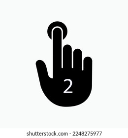 Icono táctil doble dentro del estilo de glifo. Símbolo para marcar dos veces.
