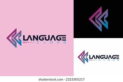 Double triangle gradient design, concept of 5G, future and forward, Education type logo, logo icon, iconic logo