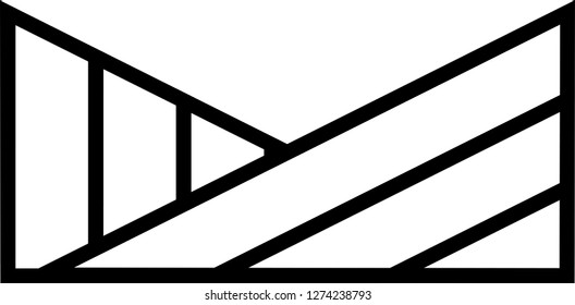 Double Triangle Icon. M Letter Logo. Stripe Shape.