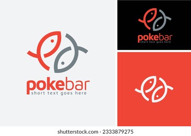 Doble pez gemelo con estilo Circular Yin Yang Rotación para la empresa pesquera o Cocina de mariscos de agua dulce Poke Bar o Sushi Restaurant logo