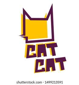 double two cat head yellow red simple animal logo concept design vector illustration 