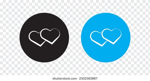 Doble y dos iconos favoritos del corazón.  Forma del icono del corazón en un fondo blanco. Ilustración vectorial.