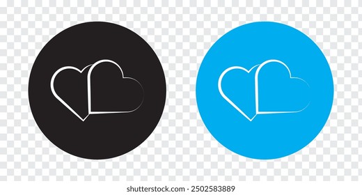Doble y dos iconos favoritos del corazón.  Forma del icono del corazón en un fondo blanco. Ilustración vectorial.