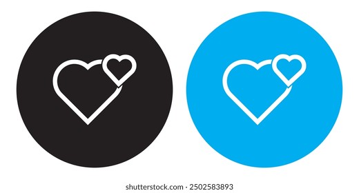 Doble y dos iconos favoritos del corazón.  Forma del icono del corazón en un fondo blanco. Ilustración vectorial.