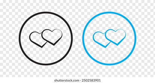 Double and two favorite Heart icon.  Heart icon shape on a white background. vector illustration.