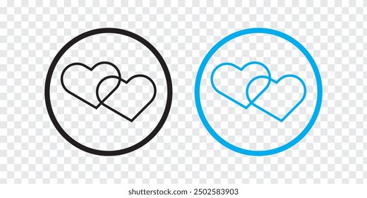 Double and two favorite Heart icon.  Heart icon shape on a white background. vector illustration.