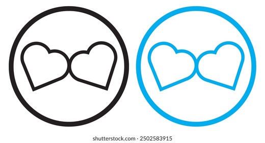 Double and two favorite Heart icon.  Heart icon shape on a white background. vector illustration.