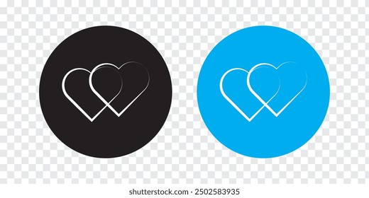 Double and two favorite Heart icon.  Heart icon shape on a white background. vector illustration.