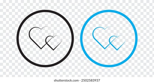 Double and two favorite Heart icon.  Heart icon shape on a white background. vector illustration.