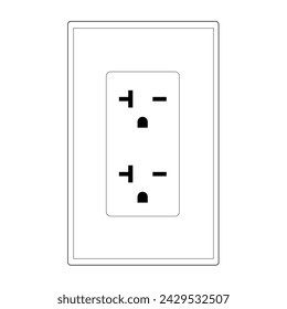 Double US Electric Power Wall Outlet 20A concept icon in thin line style
