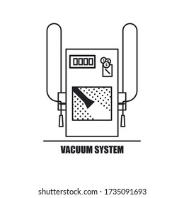 Double vacuum system for car cleaning at a public car washing. Vector concept for car washing service. Modern line icon with car washer service equipment. Carwash service poster or banner template.