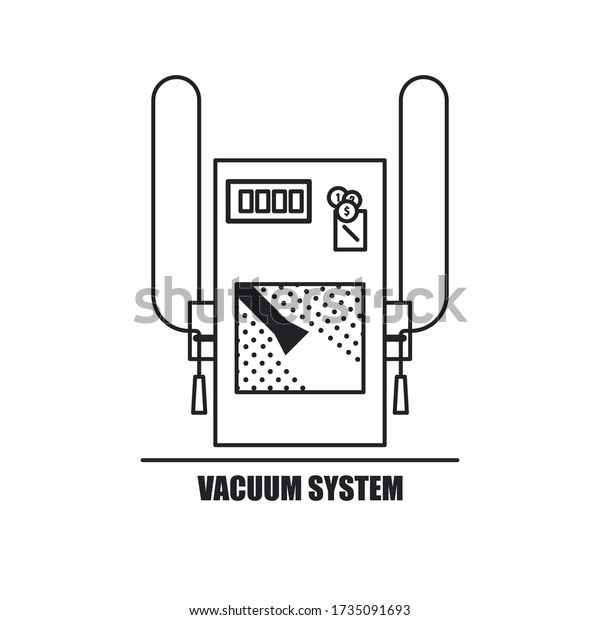 Double vacuum system for car cleaning at a\
public car washing. Vector concept for car washing service. Modern\
line icon with car washer service equipment. Carwash service poster\
or banner template.