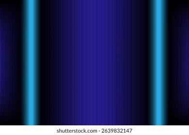 Double vertical laser line neon blue lighting on black color background, light lines of movement and speed in neon, vector illustration