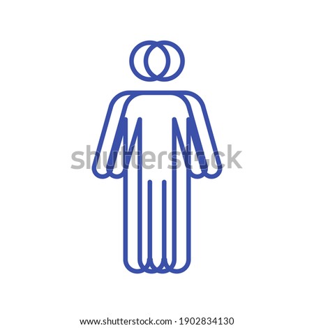 Double vision problem RGB color icon. Health problem. Dizziness and blur in eyesight. Trouble from stress. Optical illusion. Looking at human body. Eye sight issues. Isolated vector illustration