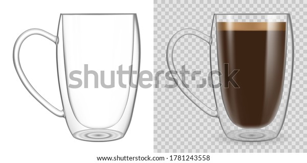 Download Double Wall Glass Mug Mockup Isolated Stock Vector Royalty Free 1781243558