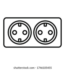 Double wall power socket icon. Outline double wall power socket vector icon for web design isolated on white background