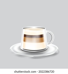 Double Walled Insulated Glasses Thermal Coffee Glass Mug with handle.