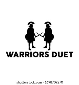 double warriors silhouette logo vector illustration