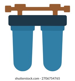 Doppel-Wasserfilter flache Farbe Vektorgrafik Schablone Design