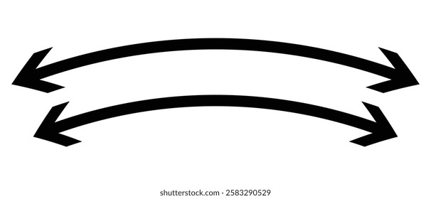 double wave long arrow vector icon. double side left and right wave Horizontal long arrow icon. flat style double wave long arrow vector illustration.