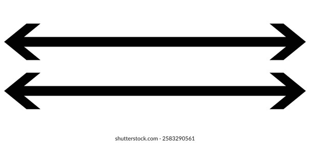 double wave long arrow vector icon. double side left and right wave Horizontal long arrow icon. flat style double wave long arrow vector illustration.