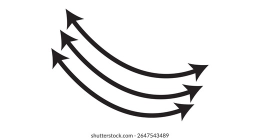 double wave long curved arrow icon. double arrow icon on white background.
