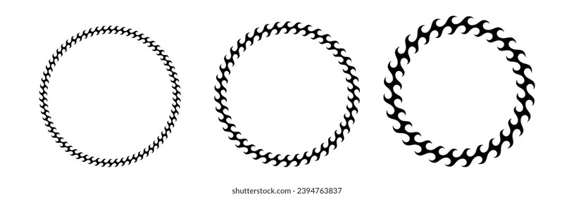 Double Waves Ornament Circle Round Frame Border Vector Background Illustration