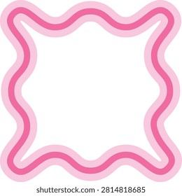 Double Wavy Square Frame Vector Illustration Decorative Scalloped Border Abstract Rounded Shape Label Template