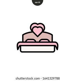 Double wedding bed icon vector illustration logo template.eps 10