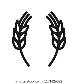 Double wheat stalk, simple design. Isolate on white background.