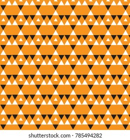 double white triangle and one triangle striped orange big triangle overlapped with small white triangle inside pattern black background vector illustration image