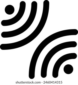 double wifi icon black color eps format