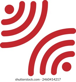 double wifi icon red color eps format