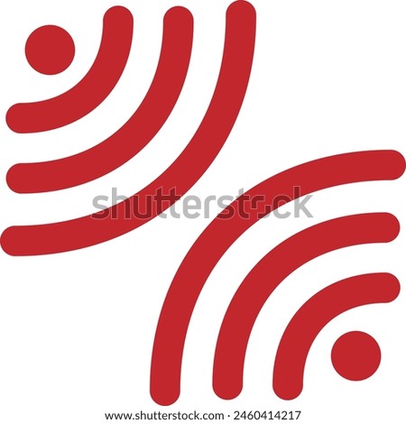 double wifi icon red color eps format