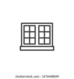 Double window and windowsill line icon. linear style sign for mobile concept and web design. Window frame outline vector icon. Symbol, logo illustration. Vector graphics