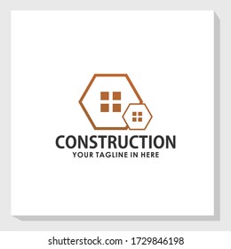 double windows icon logo design template vector, construction logo design inspiration