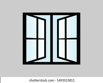 Double Windows Open Enjoy Breeze Stock Vector (royalty Free) 1493515811 