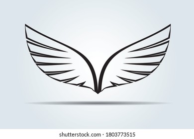 Double Wings. Vector Illustration and outline Icon.