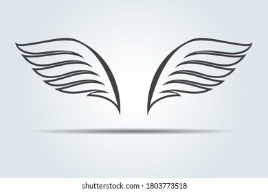 Double Wings. Vector Illustration and outline Icon.
