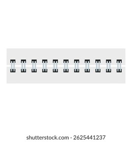 Double wire binding spines in a row isolated on white background