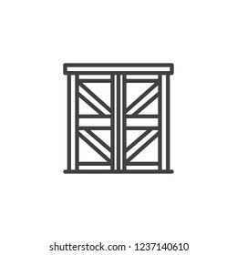Double wood door outline icon. linear style sign for mobile concept and web design. Entrance door simple line vector icon. Symbol, logo illustration. Pixel perfect vector graphics