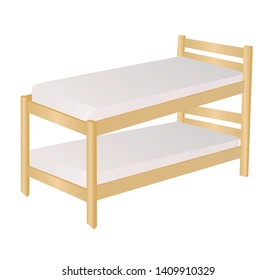 Double wooden brown bed. vector illustration