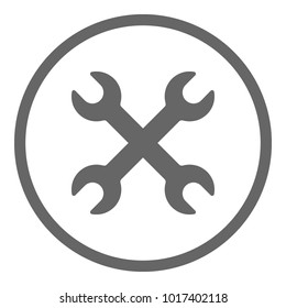 Double wrench icon. Two spanners in circle. Vector.