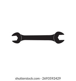 Diseño plano de la ilustración del Vector de la silueta de la llave inglesa doble en el fondo blanco