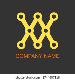 Double X, elegant premium modern golden logo in the black background