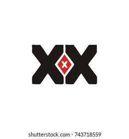 double x or x x with x letter negative square in the middle vector logo