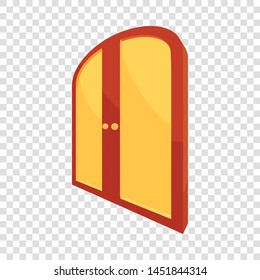 Double yellow door icon. Cartoon illustration of door vector icon for web design
